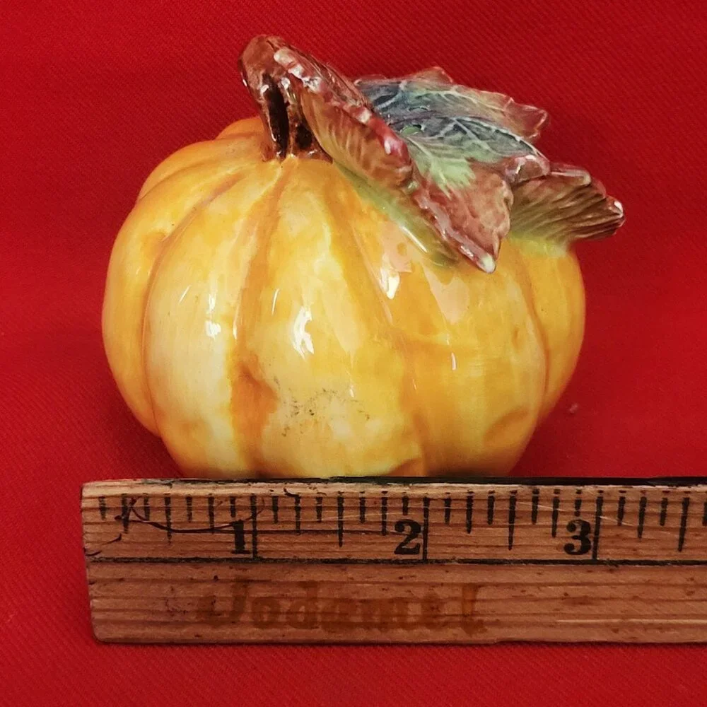Pumpkin Salt or Pepper Shaker Hand Painted Ceramic
